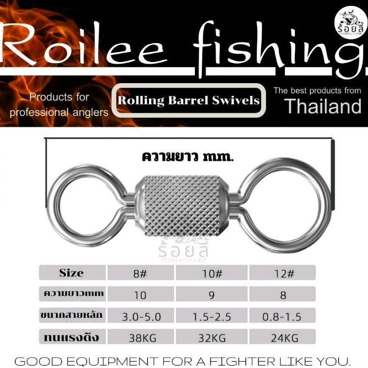 ลูกหมุนร้อยลี้ ลูกหมุนสแตนเลส ตกปลา ไม่เป็นสนิม หมุนลื่น แรงดึงสูง