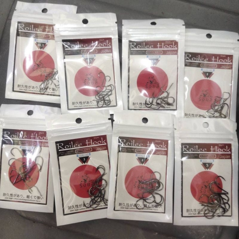 ตะขอเบ็ด (ร้อยลี้) ตะขอเบ็ดตกปลา รุ่น คาตานะ ขนาดเท่า จินุ ก้นแบน 14ตัว